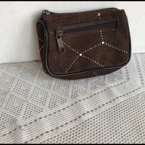 Vintage Brown Suede Change Purse
